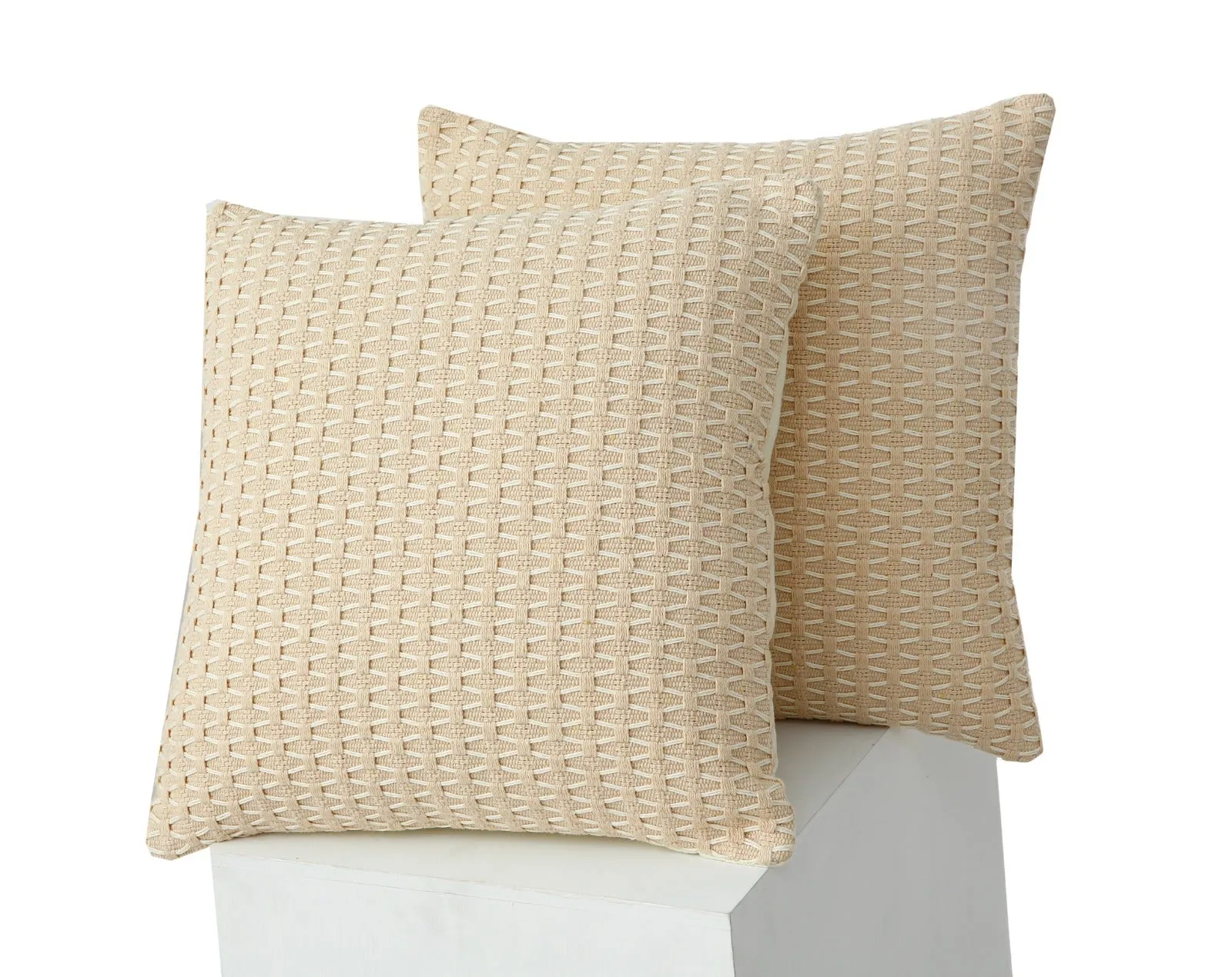 2 PCs 3D Embroidered Cushions-Beige