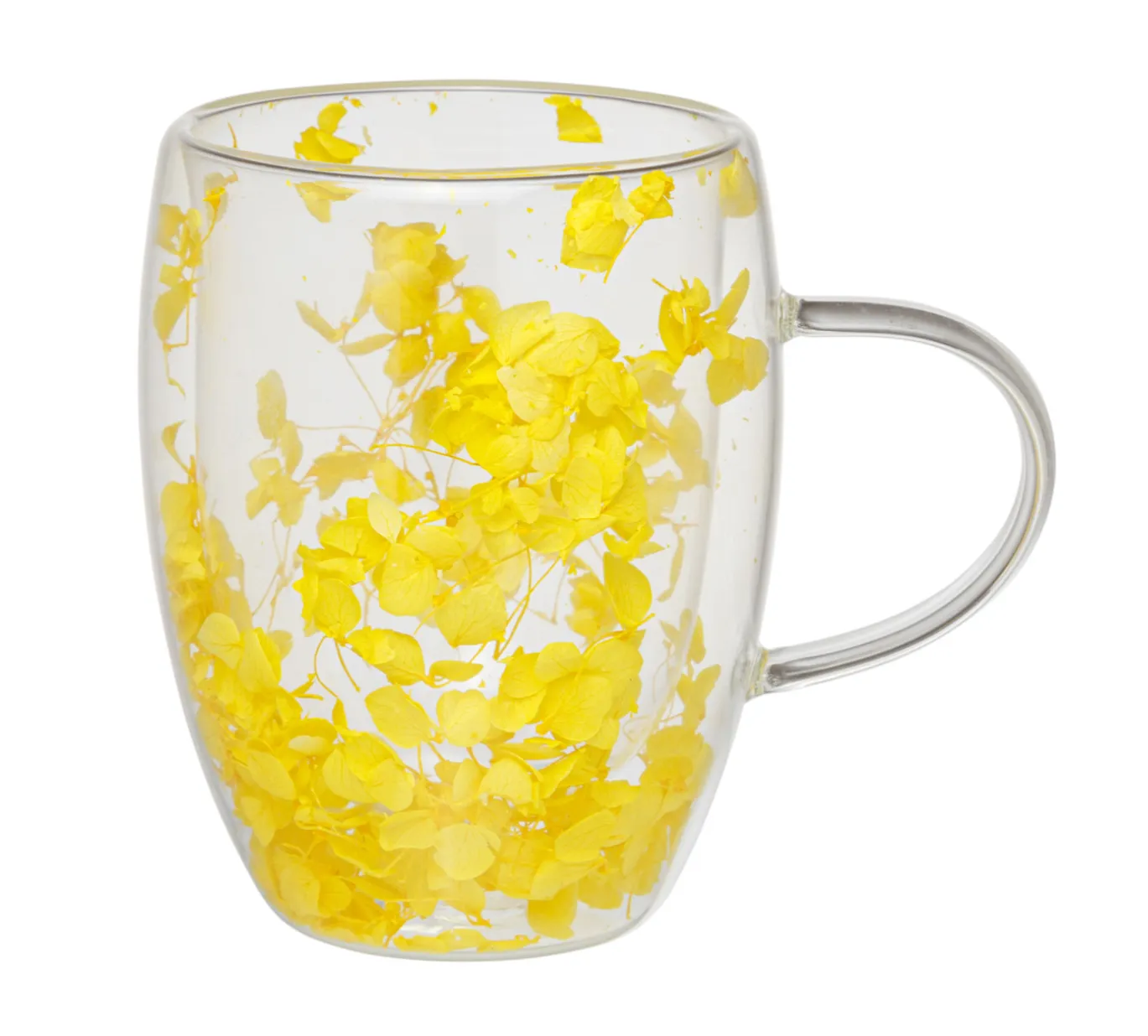 350ml Flower Petals Double Walled Glass Coffee Mug