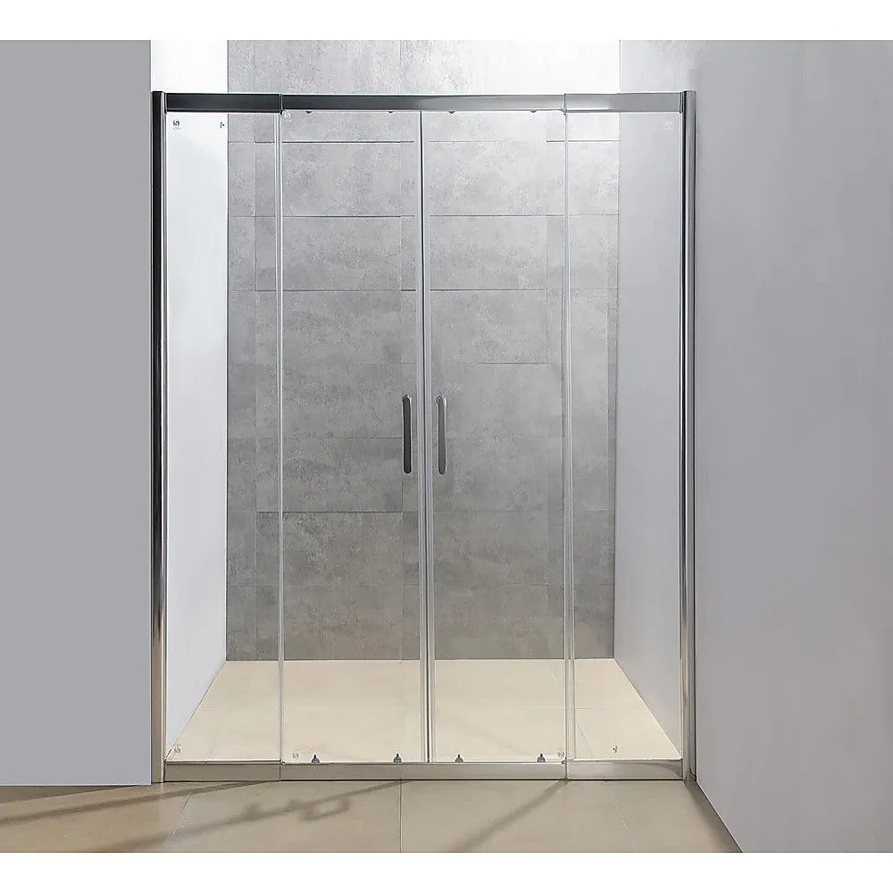 Adjustable Safety Glass Sliding Shower Screen, Chrome Finish