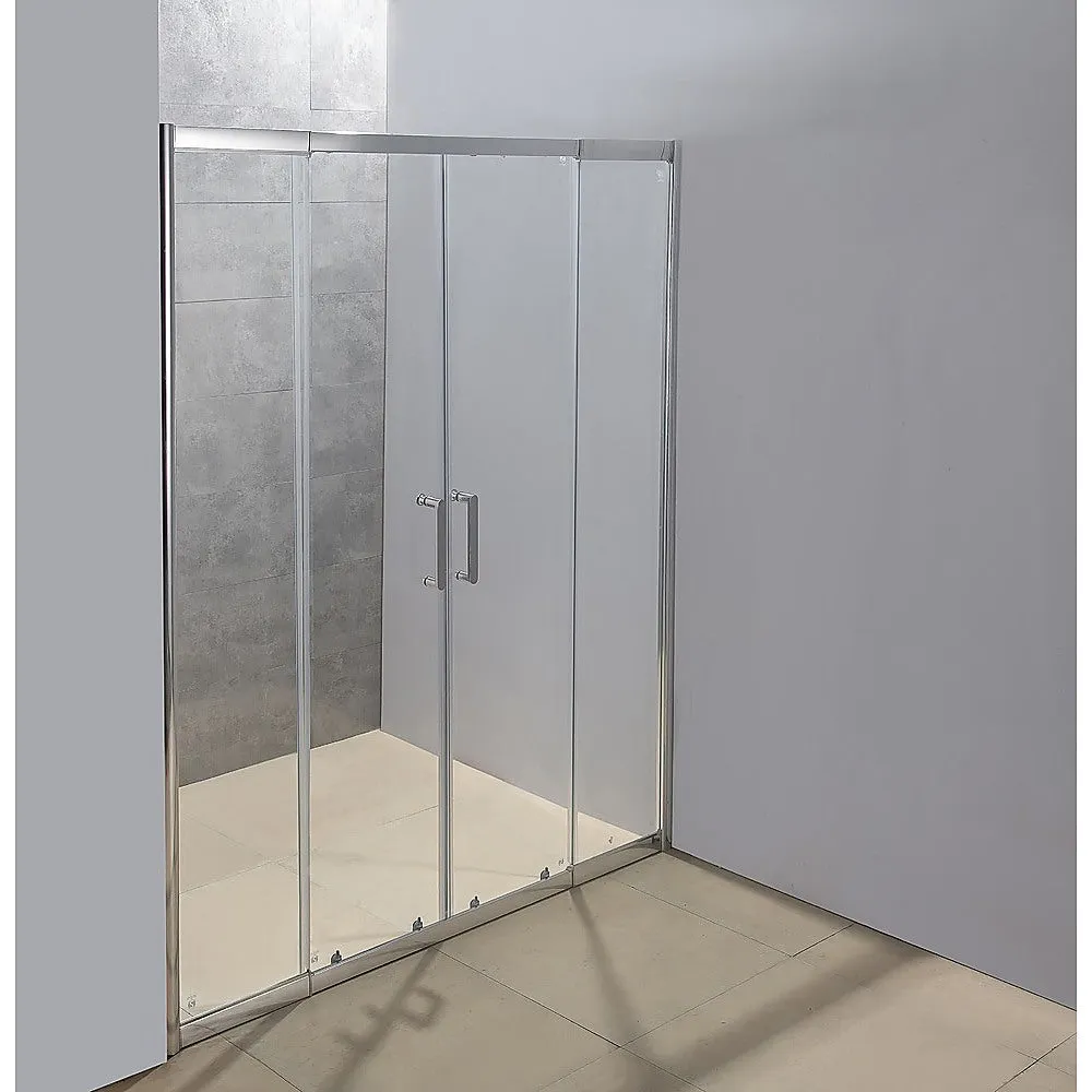 Adjustable Safety Glass Sliding Shower Screen, Chrome Finish