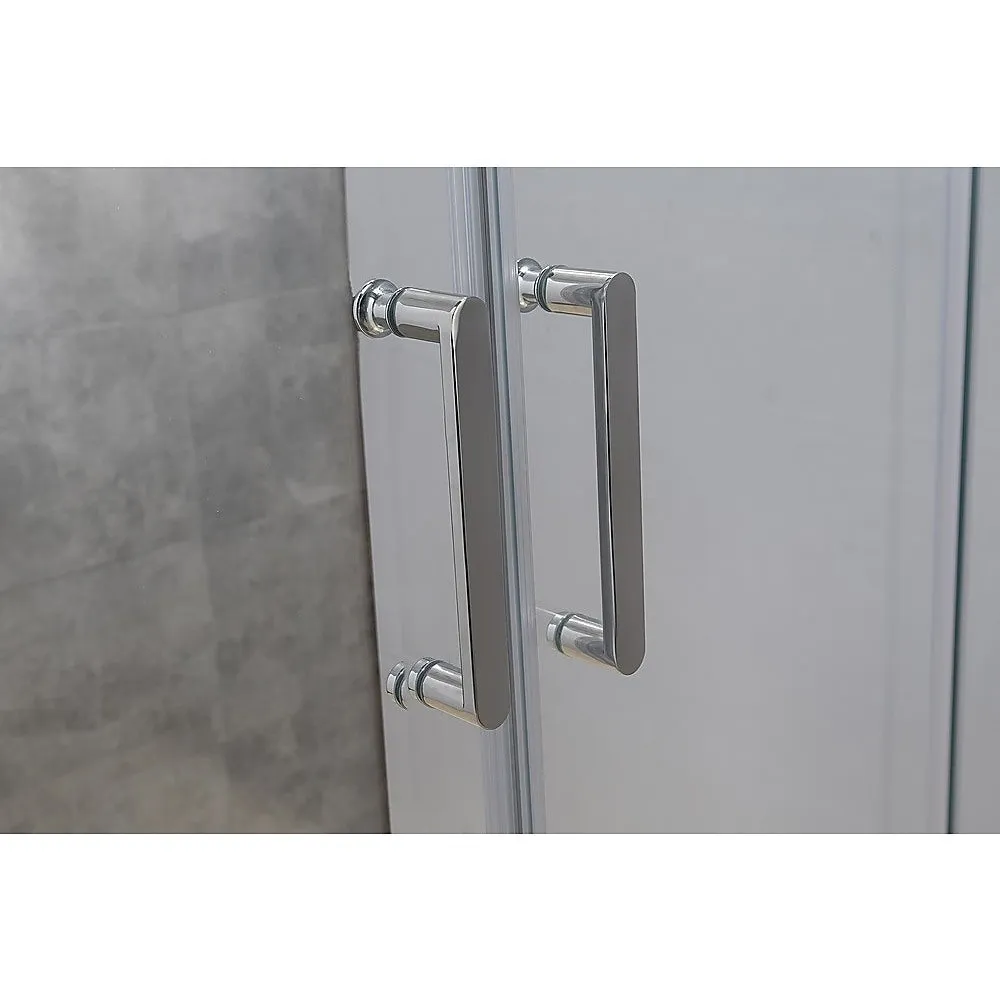 Adjustable Safety Glass Sliding Shower Screen, Chrome Finish