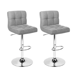 Artiss Set of 2 Fabric Swivel Bar Stools - Grey