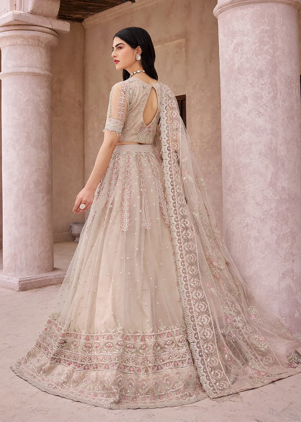 Beige Lehenga Choli | Emaan Adeel | Mirha Wedding Edition '23 | MH-206