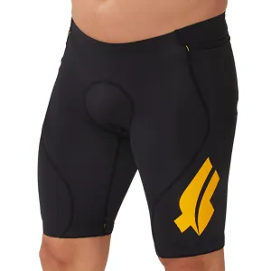 Bermuda Triathlon Masc l Preta e logo F amarelo