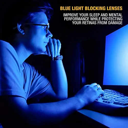 Blue Light Blocking Glasses - Computer Screen Bluelight Protection - Anti UV - Charleston Model ( 2.0, Tortoise)