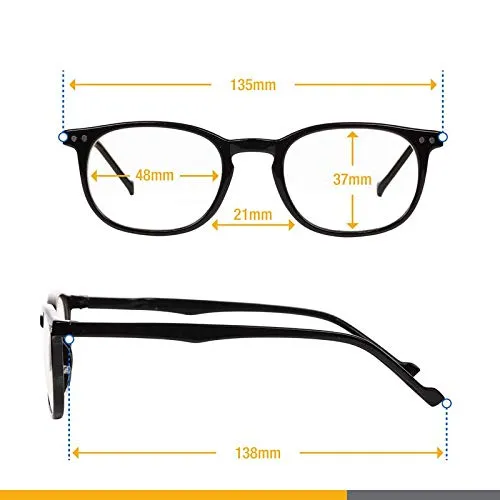 Blue Light Blocking Glasses - Computer Screen Bluelight Protection - Anti UV Glare - Buxton Model ( 1.25, Black)