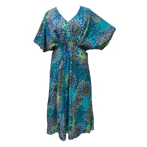 Blue Teardrop Cotton Smocked Maxi Dress Size 16-32 P 206