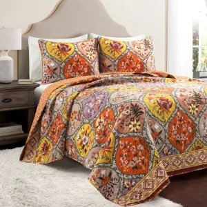 Bohemian Flower Cotton Quilt 3 Piece Set