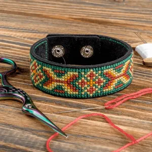 Bracelet Needlecraft Kit - Cross Stitch Kits on Leather