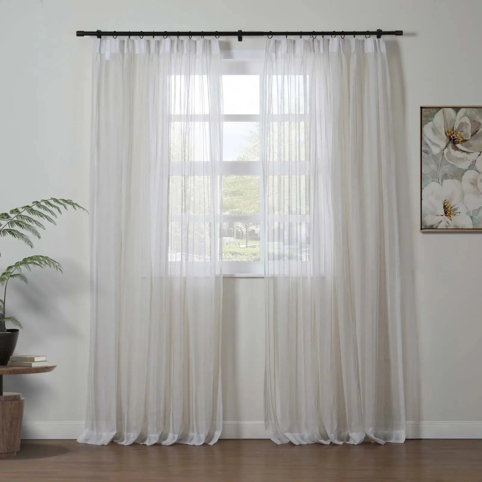 Brooklyn Woven Striped Sheer Curtain Pleated