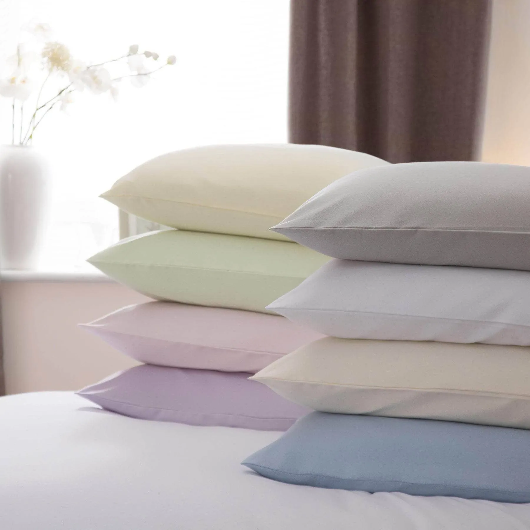 Brushed Cotton Pillowcase Pair - Grey