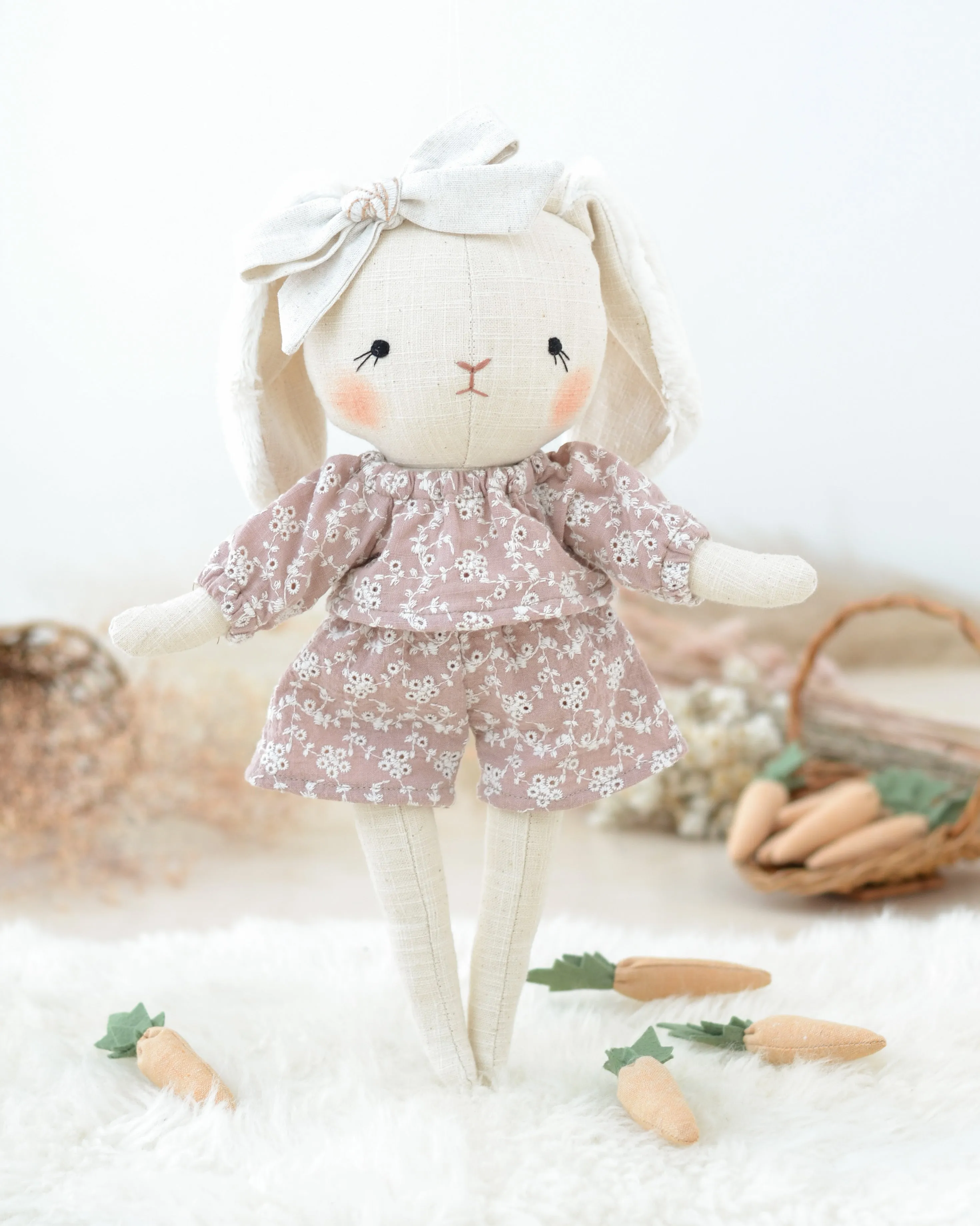 Bunny Soft Toy Jeanne Pink Embroidered set