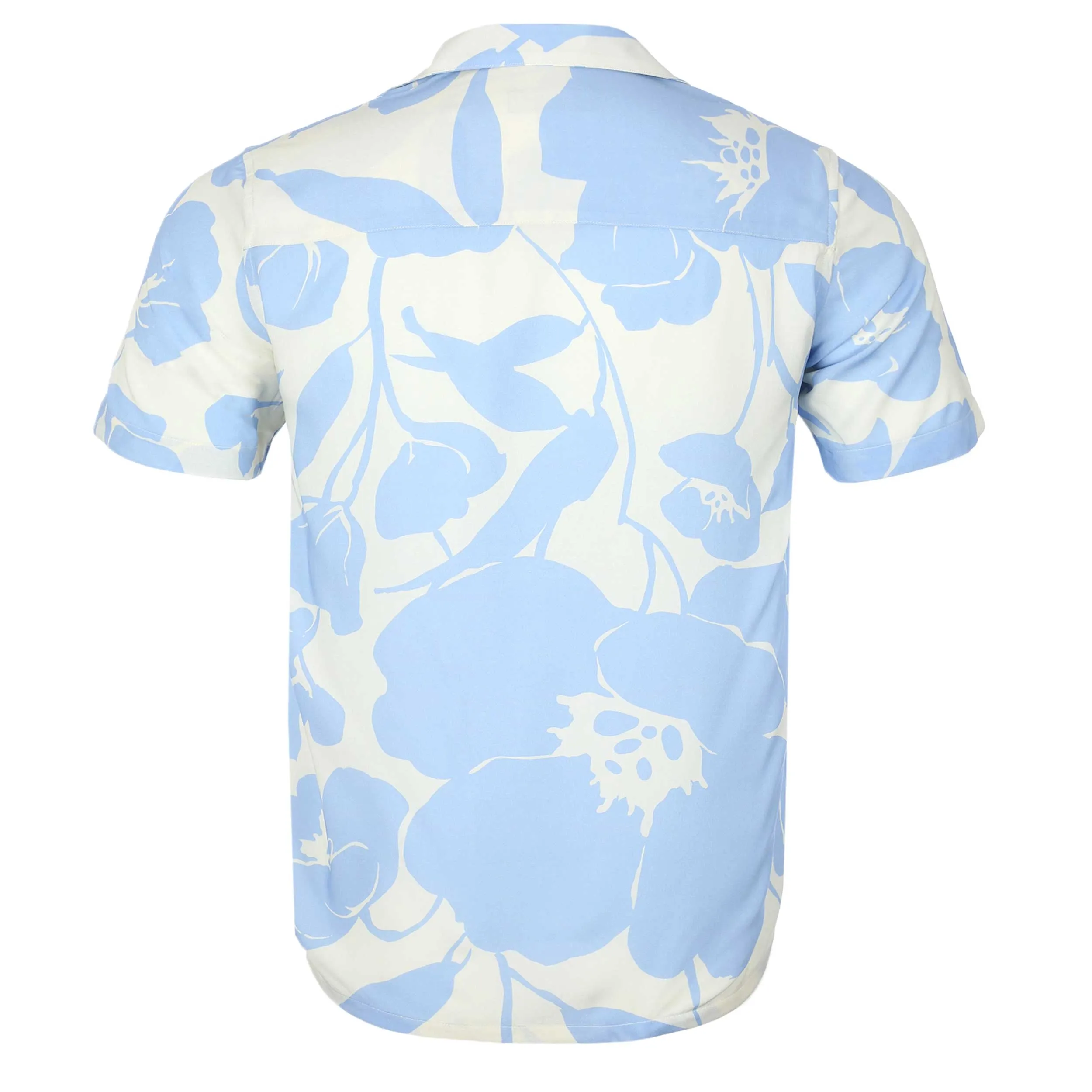 Canali Sky Blue Floral SS Shirt in Light Blue Floral