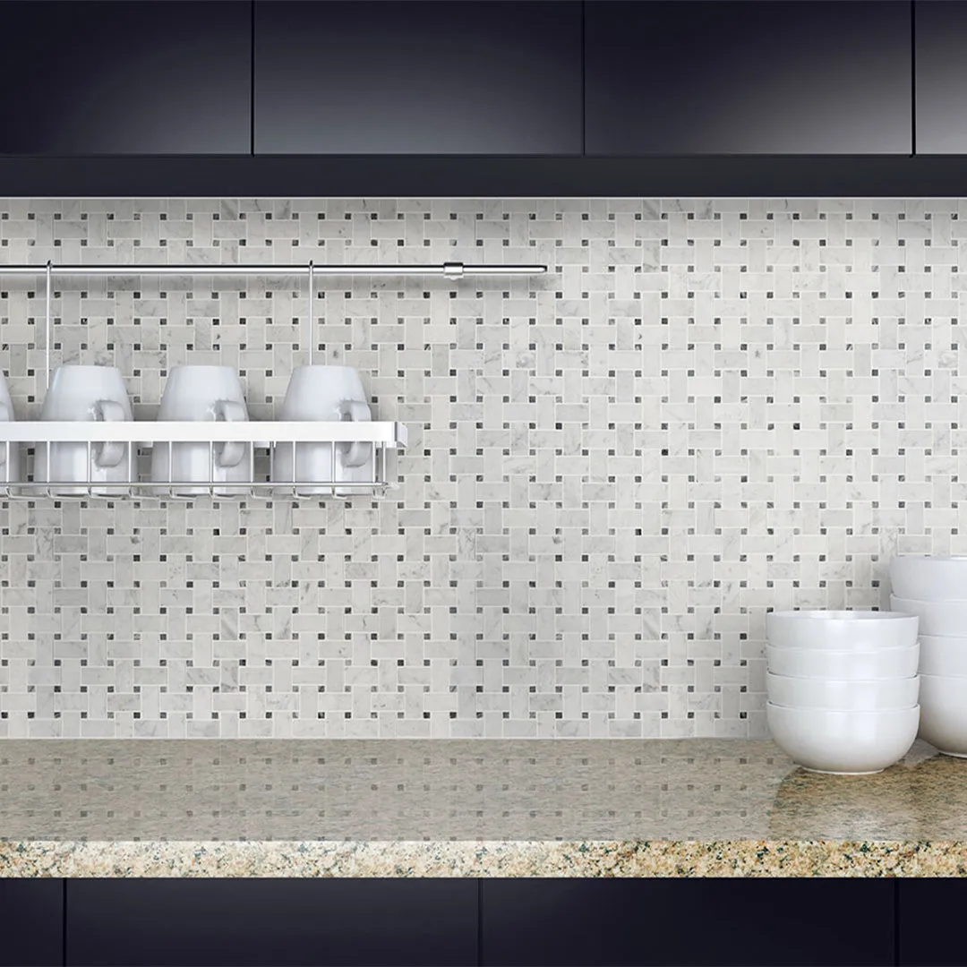 Carrara White Basketweave Pattern - Stone Tile