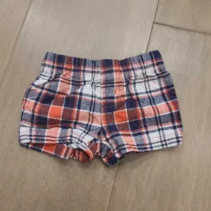 Carters red/blue checkered cotton pull up shorts Newborn