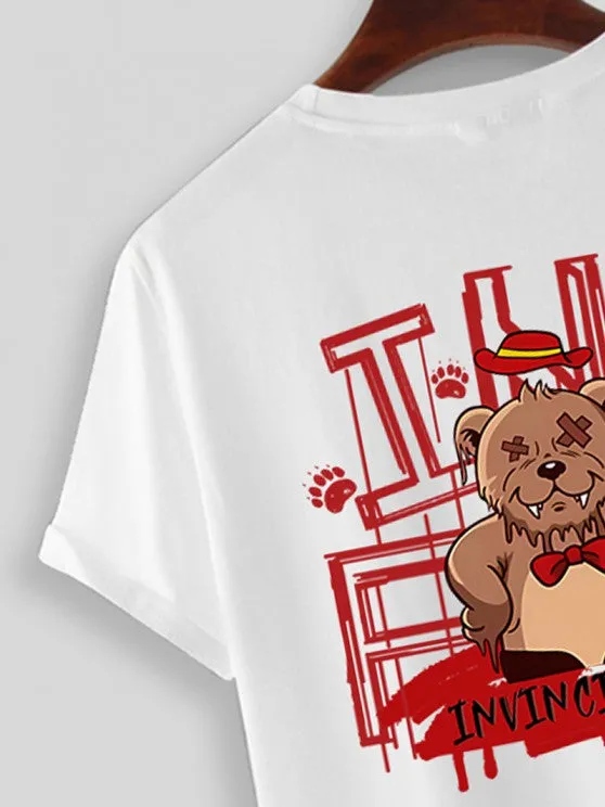 Cartoon Bear Printed T Shirt And Shorts