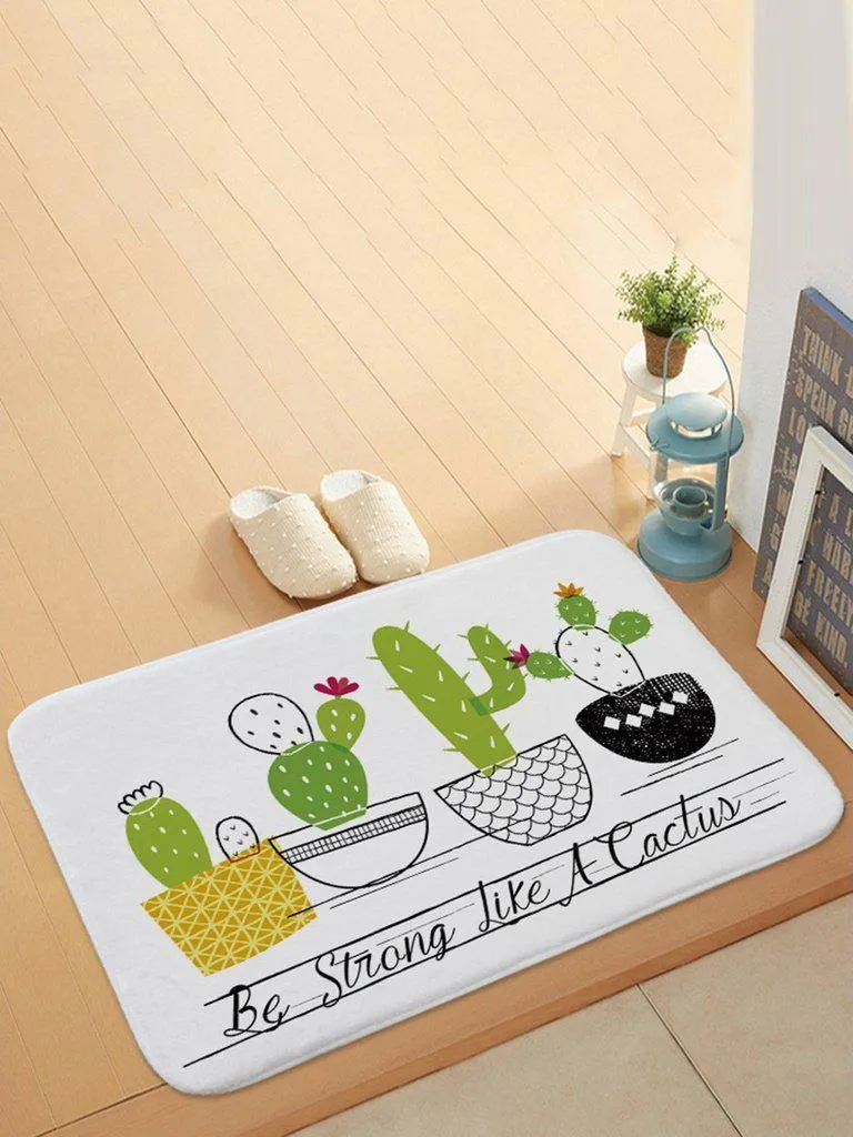 Cartoon Potted Cactus Door Mat