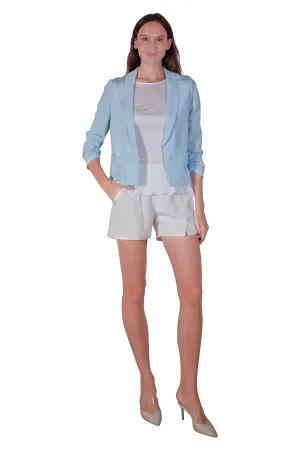 Charlotte Short Silk Blazer in Light Blue