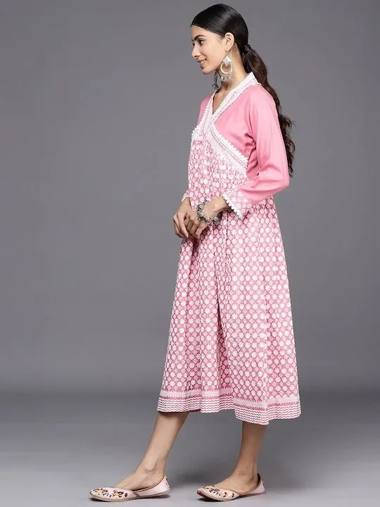 Chikankari Embroidered A-line Midi Dress