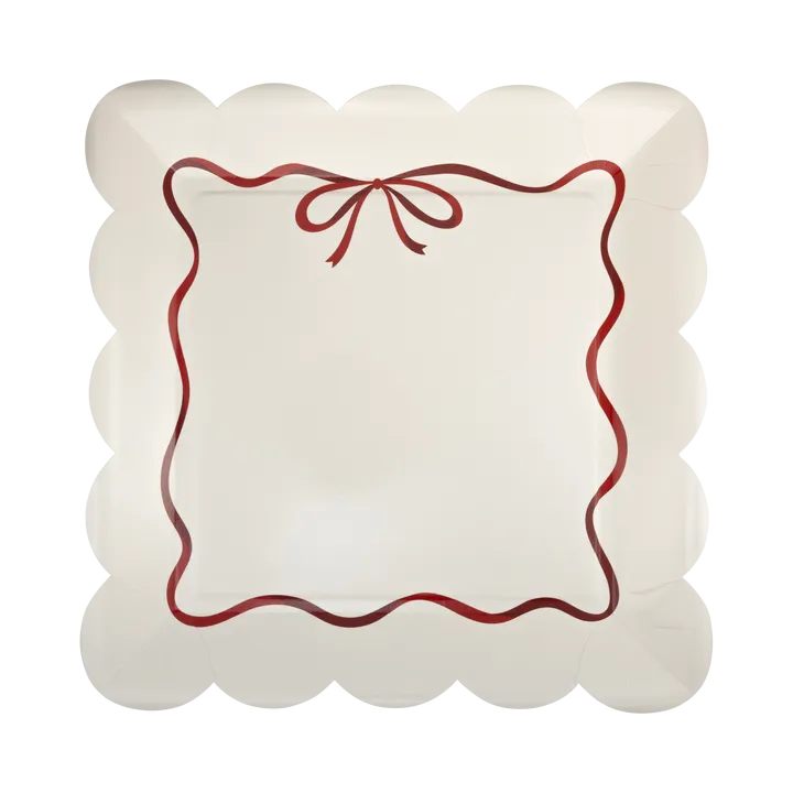 Christmas Red Bow Border Plate 10" | 8 ct