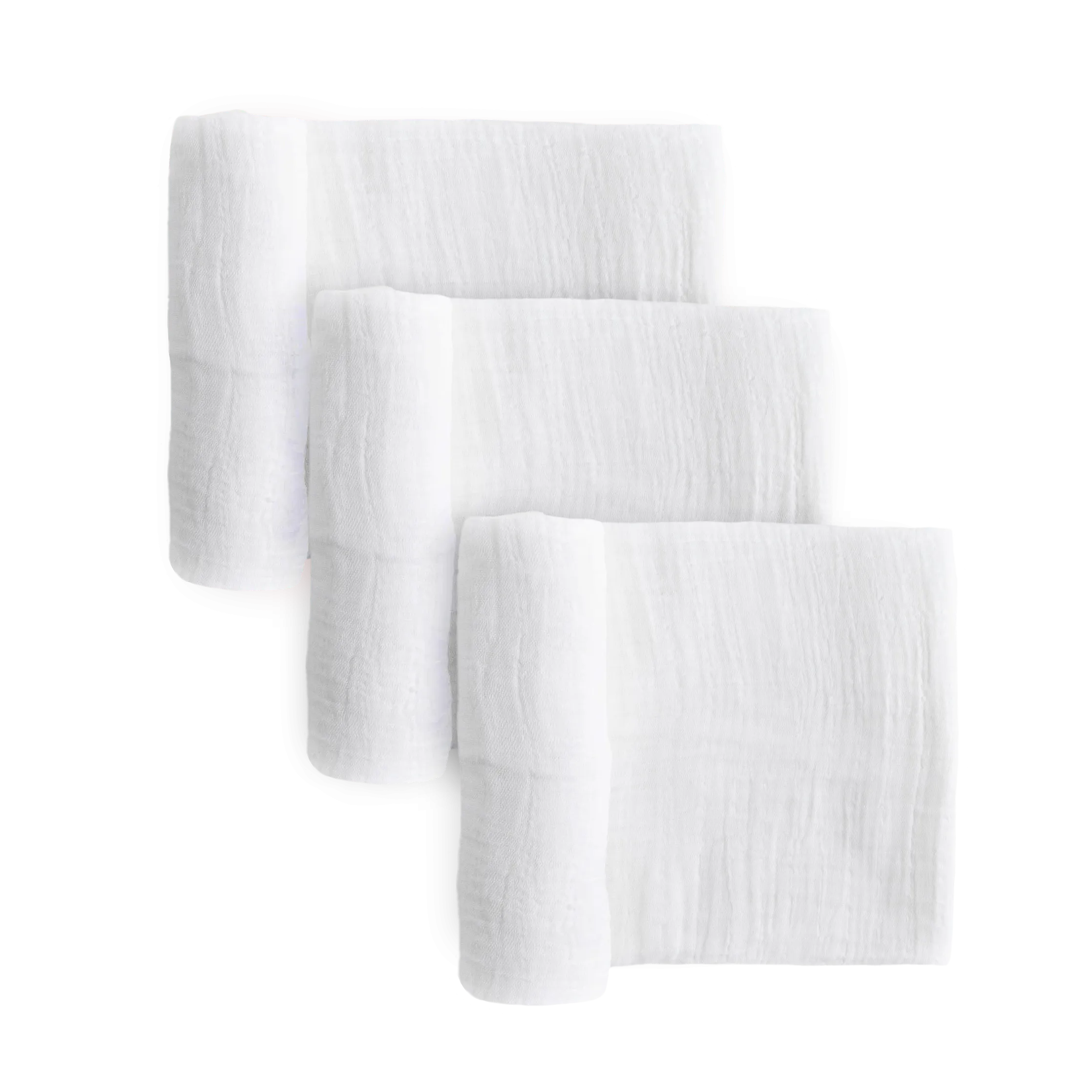 Cotton Muslin Swaddle Blanket 3 Pack - White