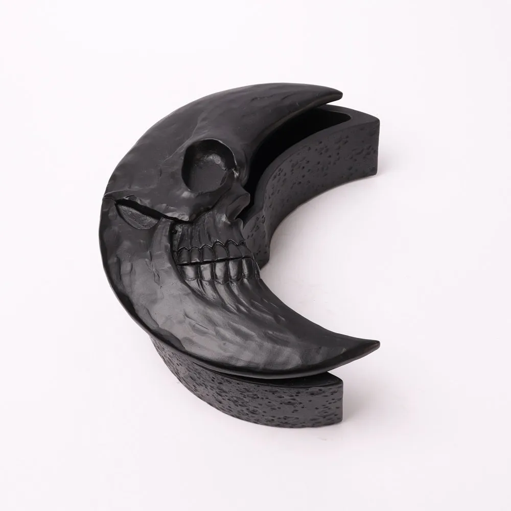 Crescent Moon Skull Box-Black