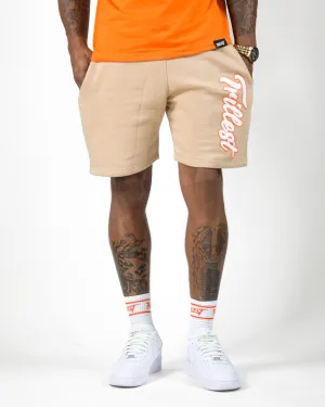 Cursive Trillest Shorts - Cream/White/Orange