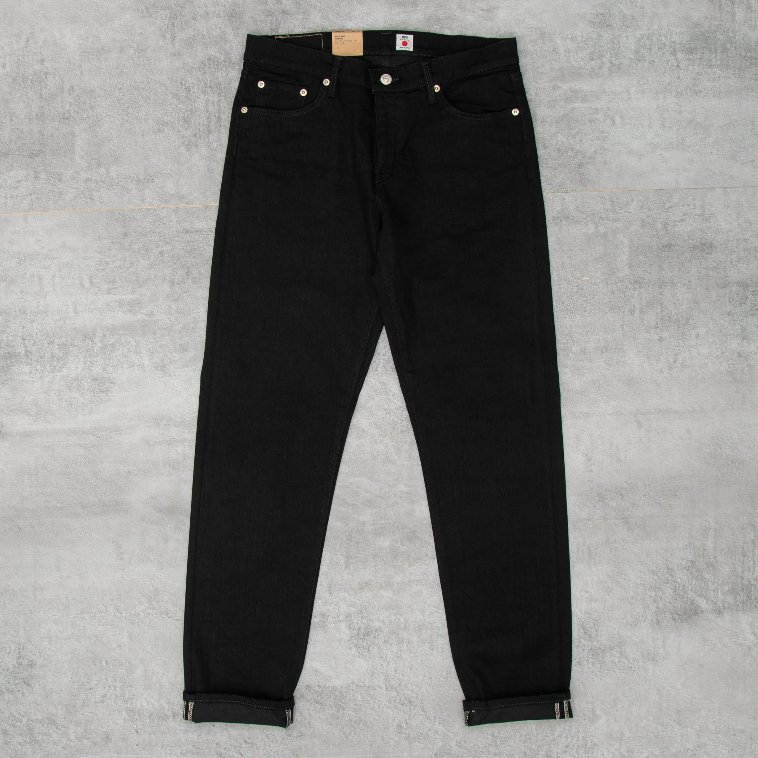 Edwin Regular Tapered Jeans Kaihara Stretch - Black x Black Rinsed