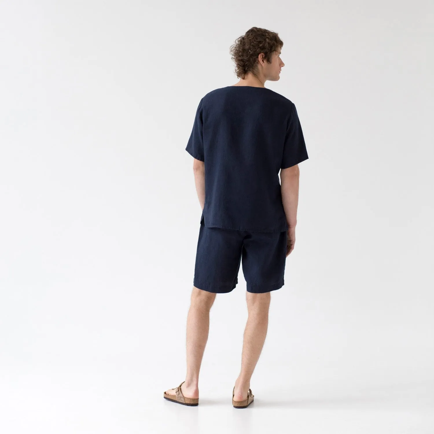 Fern Bilberry Blue Linen Pyjama Set