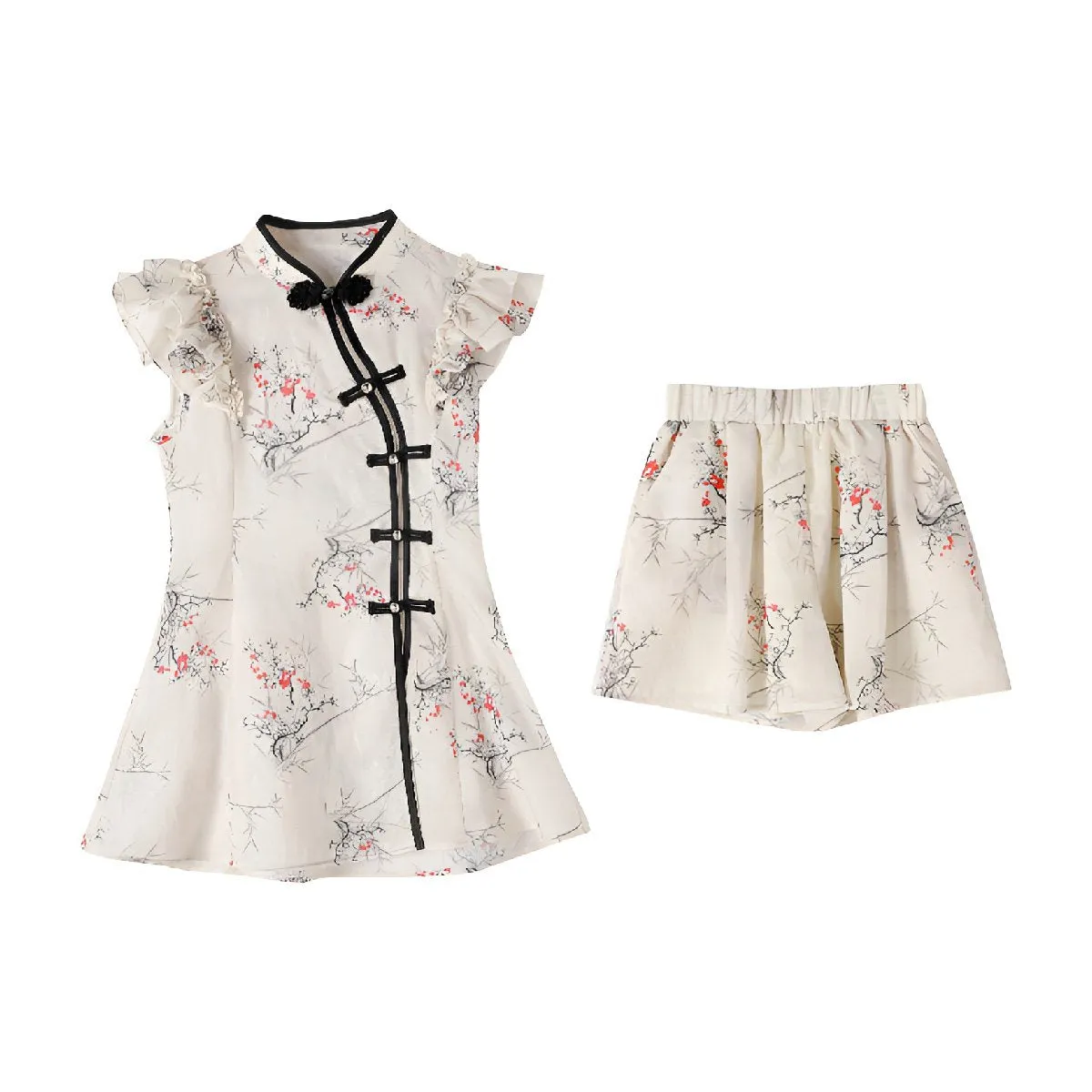 Girls Floral Dress and Shorts Two Piece Set