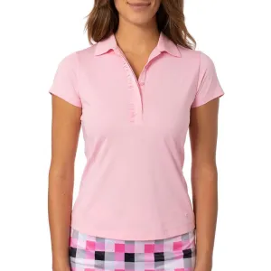 Golftini Women's Short Sleeve Ruffle Golf Polo Shirt - Light Pink