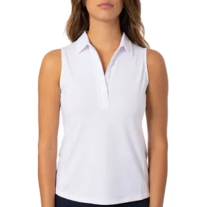 Golftini Women's Sleeveless Ruffle Golf Polo Shirt - White