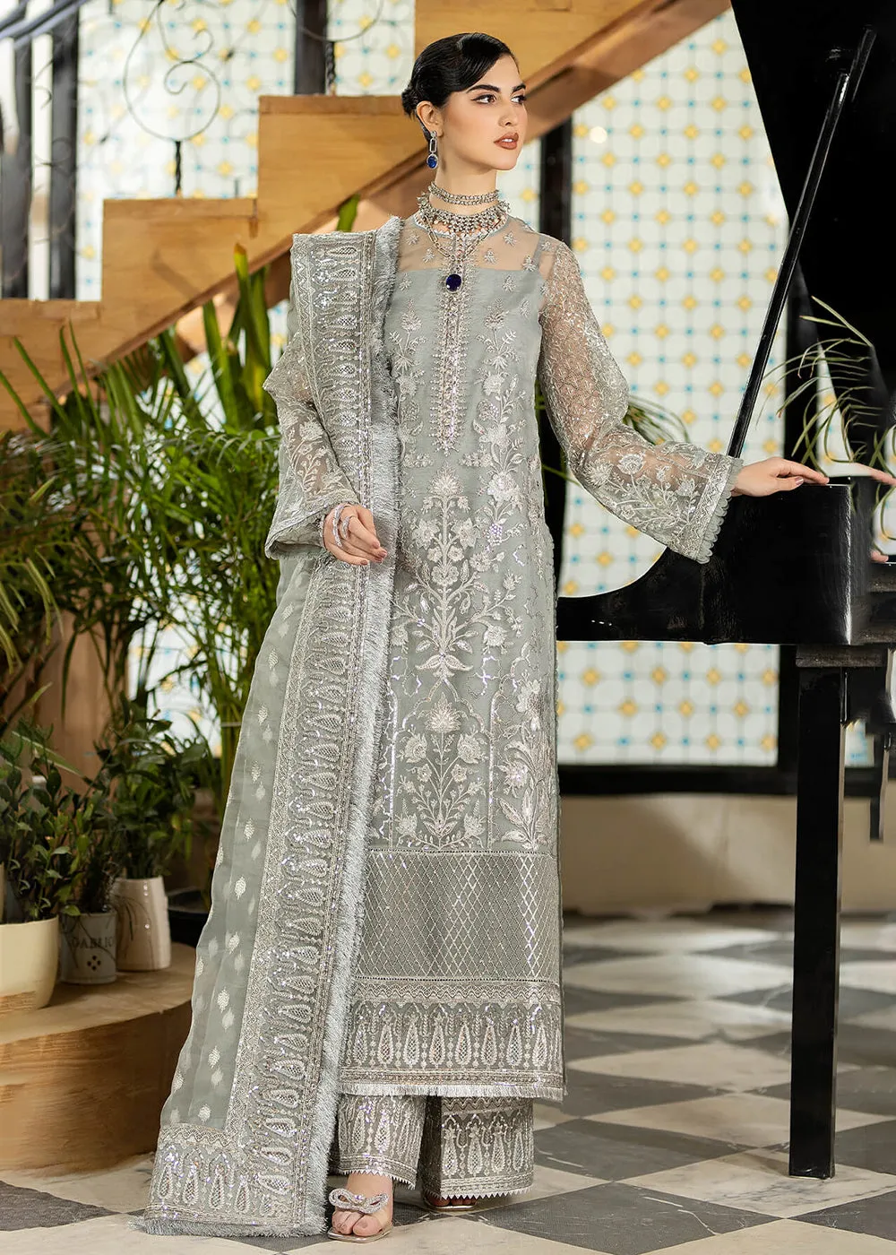 Grey Wedding Formal Suit | Imrozia Premium | Jhalak '23 | I-179 - INAAYAT