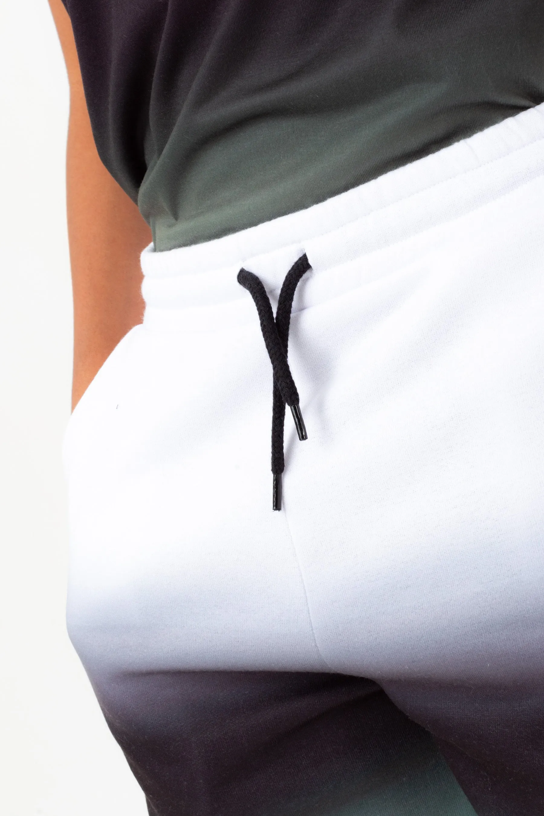 Hype Boys White Black Khaki Fade Script Shorts