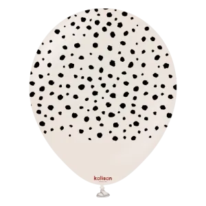 Kalisan 12" Safari Cheetah Printed White Sand (Black) Latex Balloon, 25 pieces