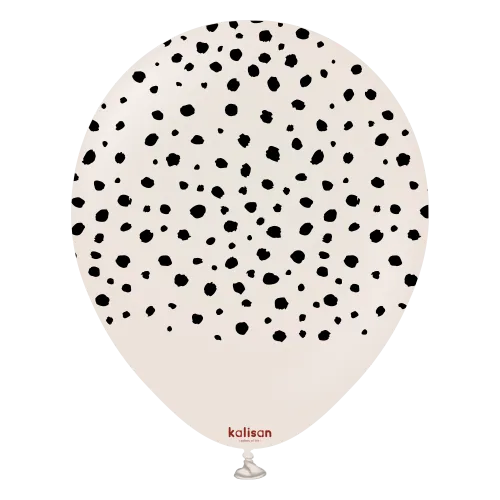 Kalisan 12" Safari Cheetah Printed White Sand (Black) Latex Balloon, 25 pieces