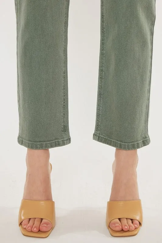 Kan Can Ultra High Rise 90's Olive Straight Jeans