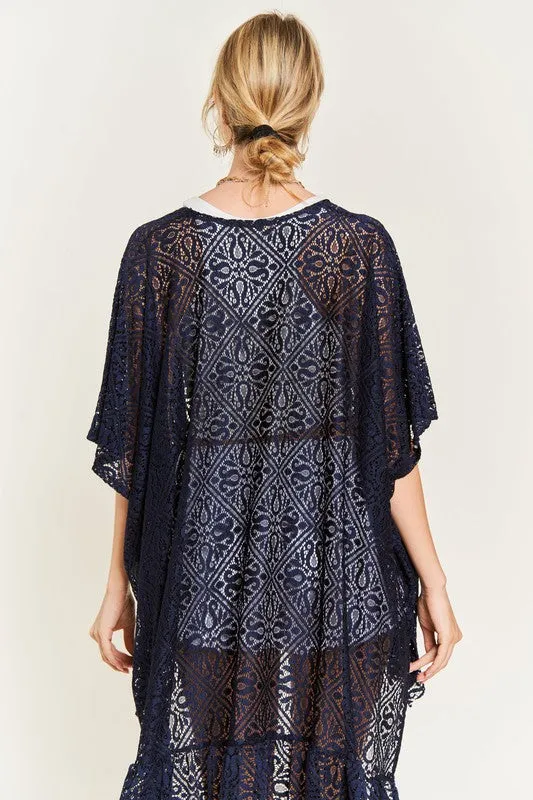 LACE OVER SIZE RUFFLE KIMONO