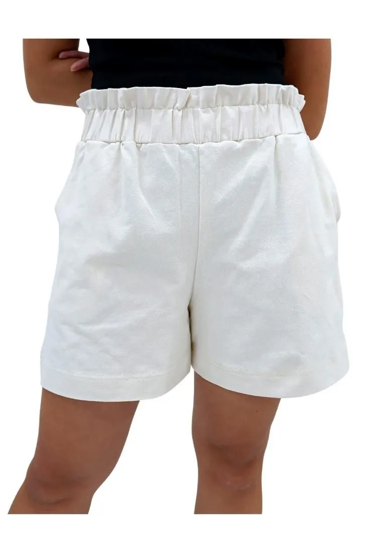 Landmark Hi-Waist Paper Bag Shorts for Girls teens - Cream