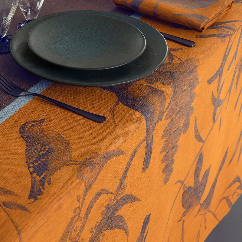 Le Jacquard Francais Tablecloth "Le Voliere" Turmeric