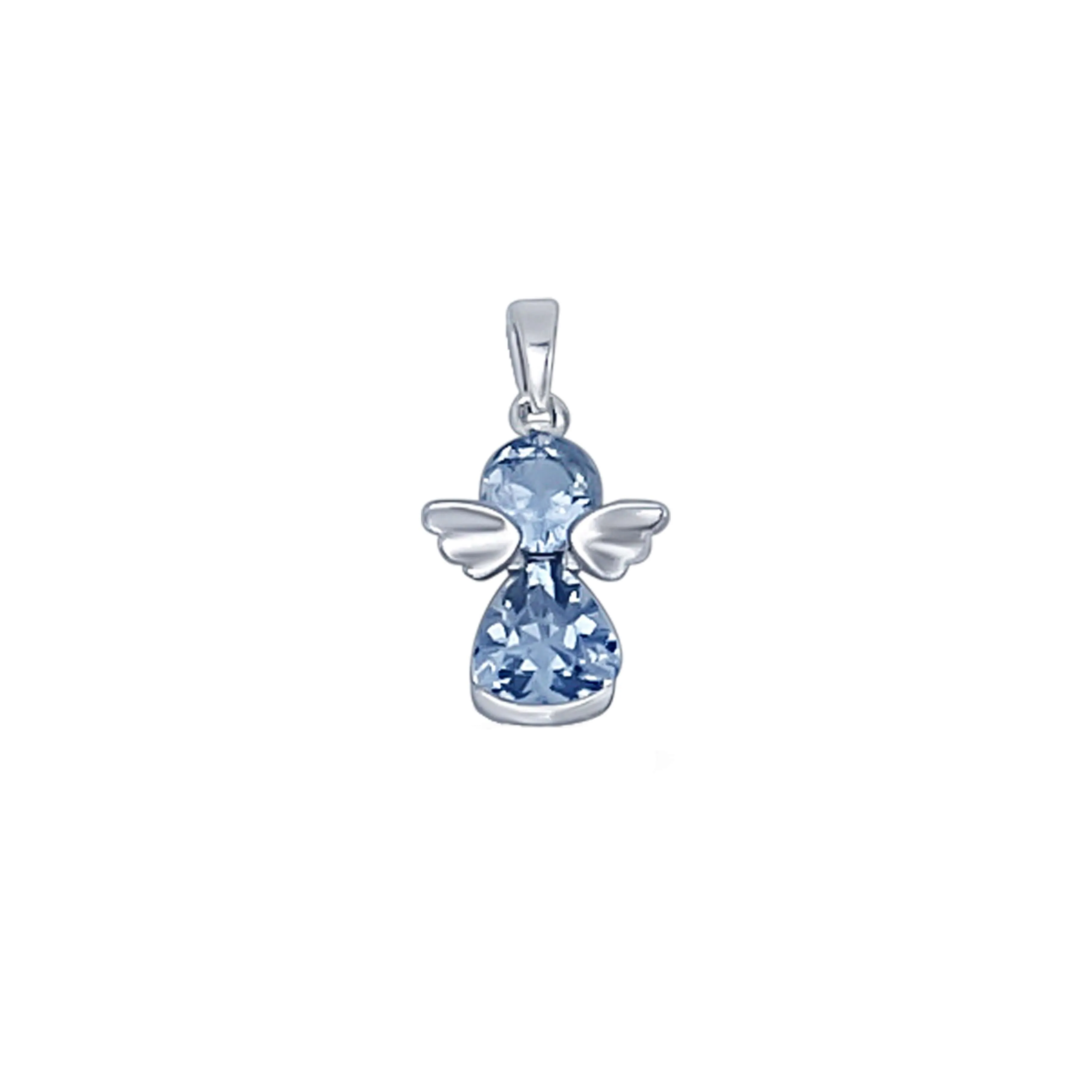 LIGHT BLUE ANGEL PENDANT - SILVER AND ZIRCONIA