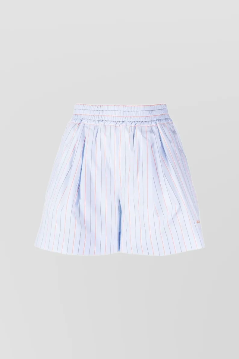 Light blue striped cotton shorts