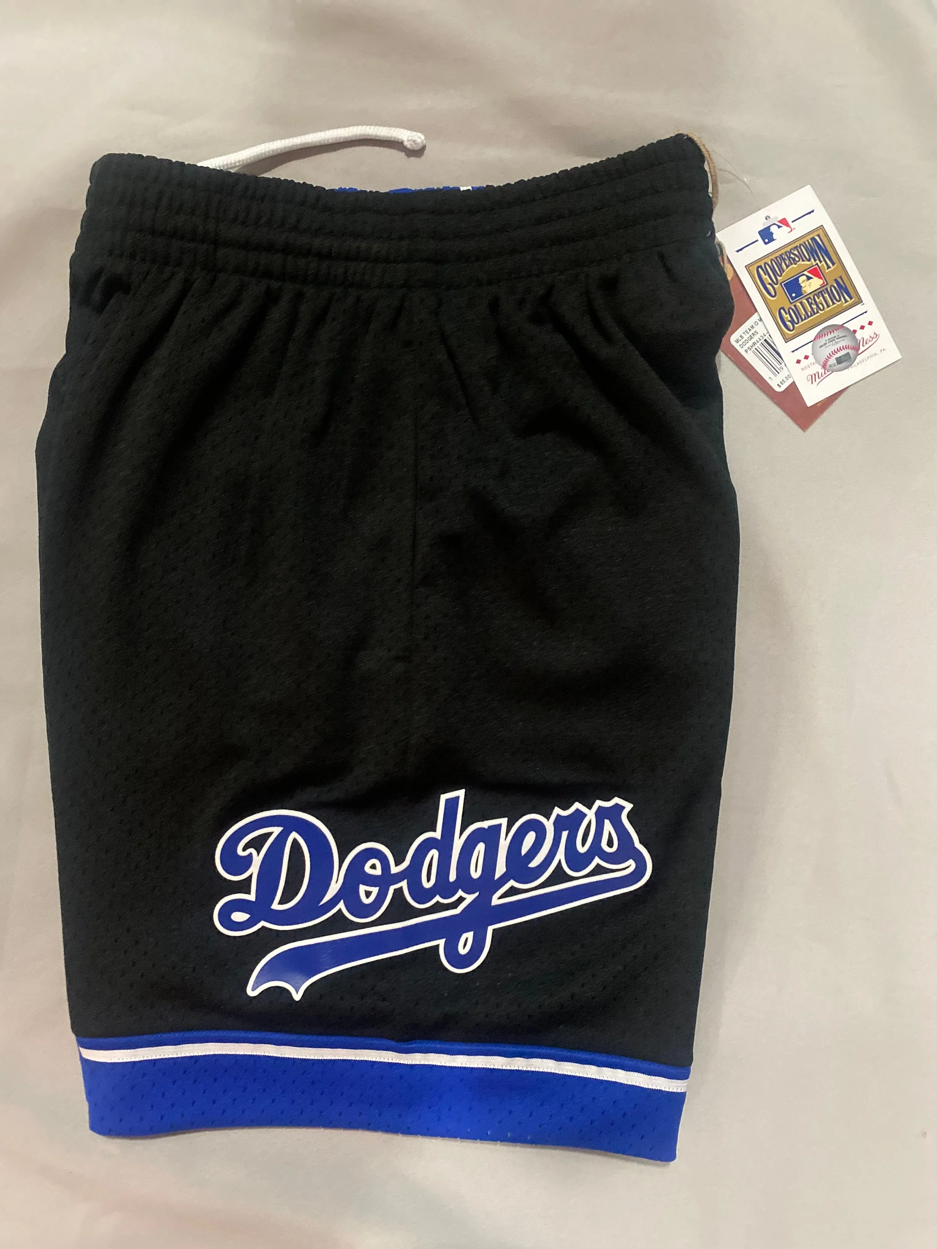 Los Angeles Dodgers MLB Mitchell & Ness Cooperstown Collection Mens Mesh Shorts Black/Royal Blue