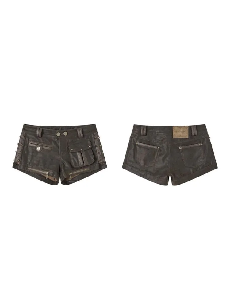 Low Rise Leather Shorts【s0000009748】