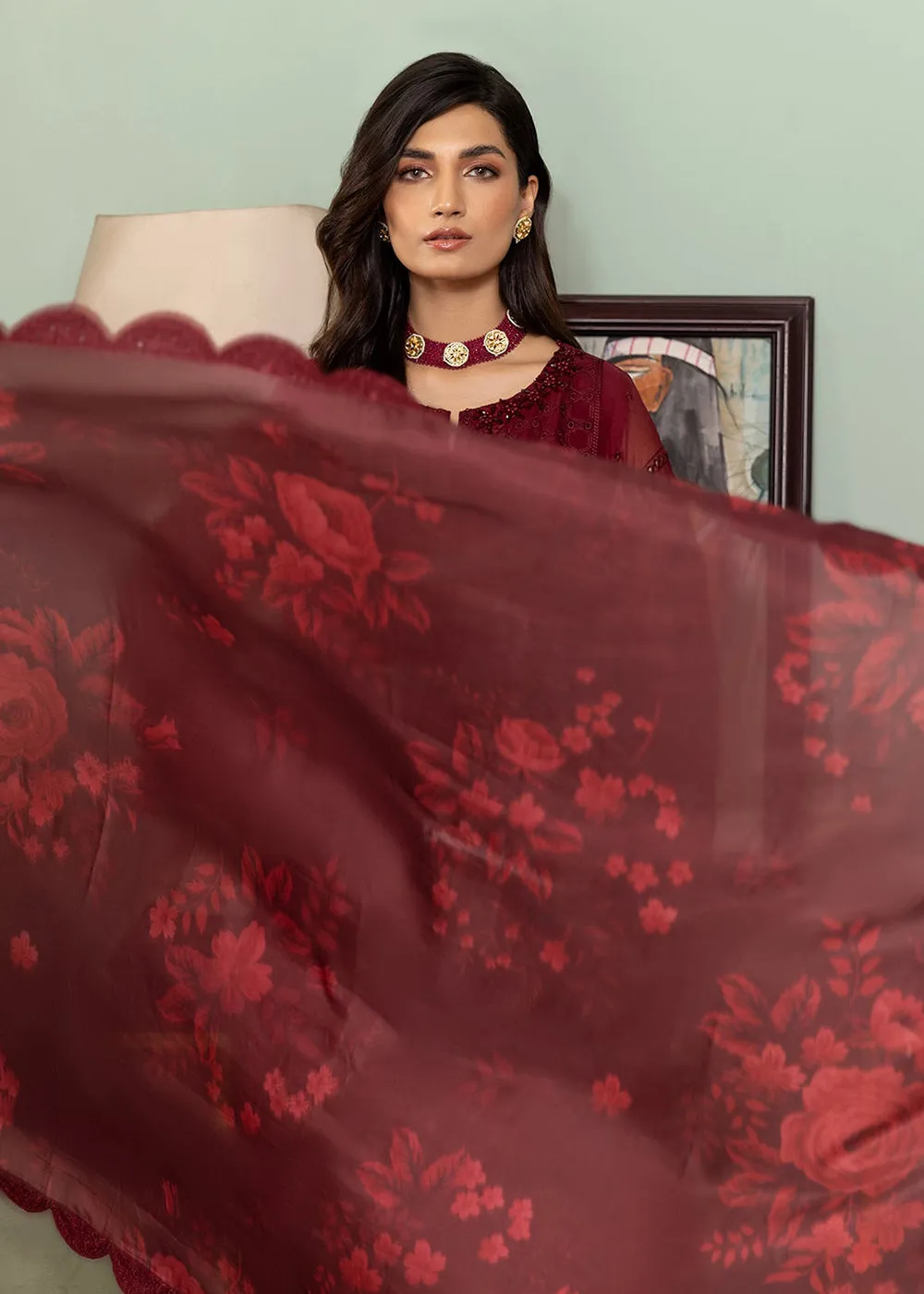 Maroon Formal Suit - Alizeh - Dhaagay Formals '23 - V02D07 - Azalea