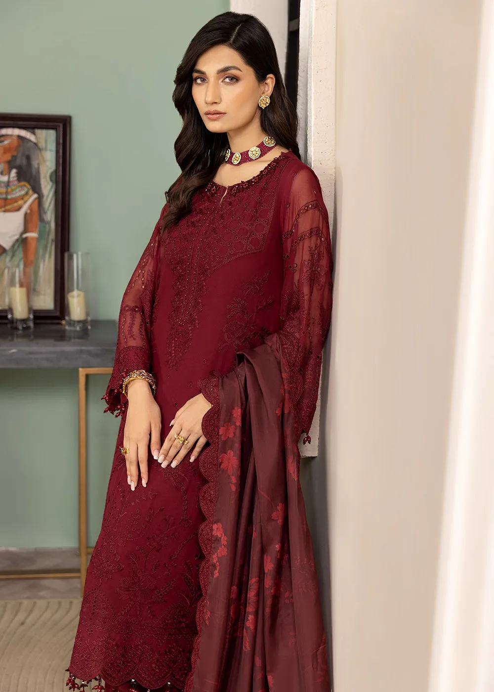 Maroon Formal Suit - Alizeh - Dhaagay Formals '23 - V02D07 - Azalea