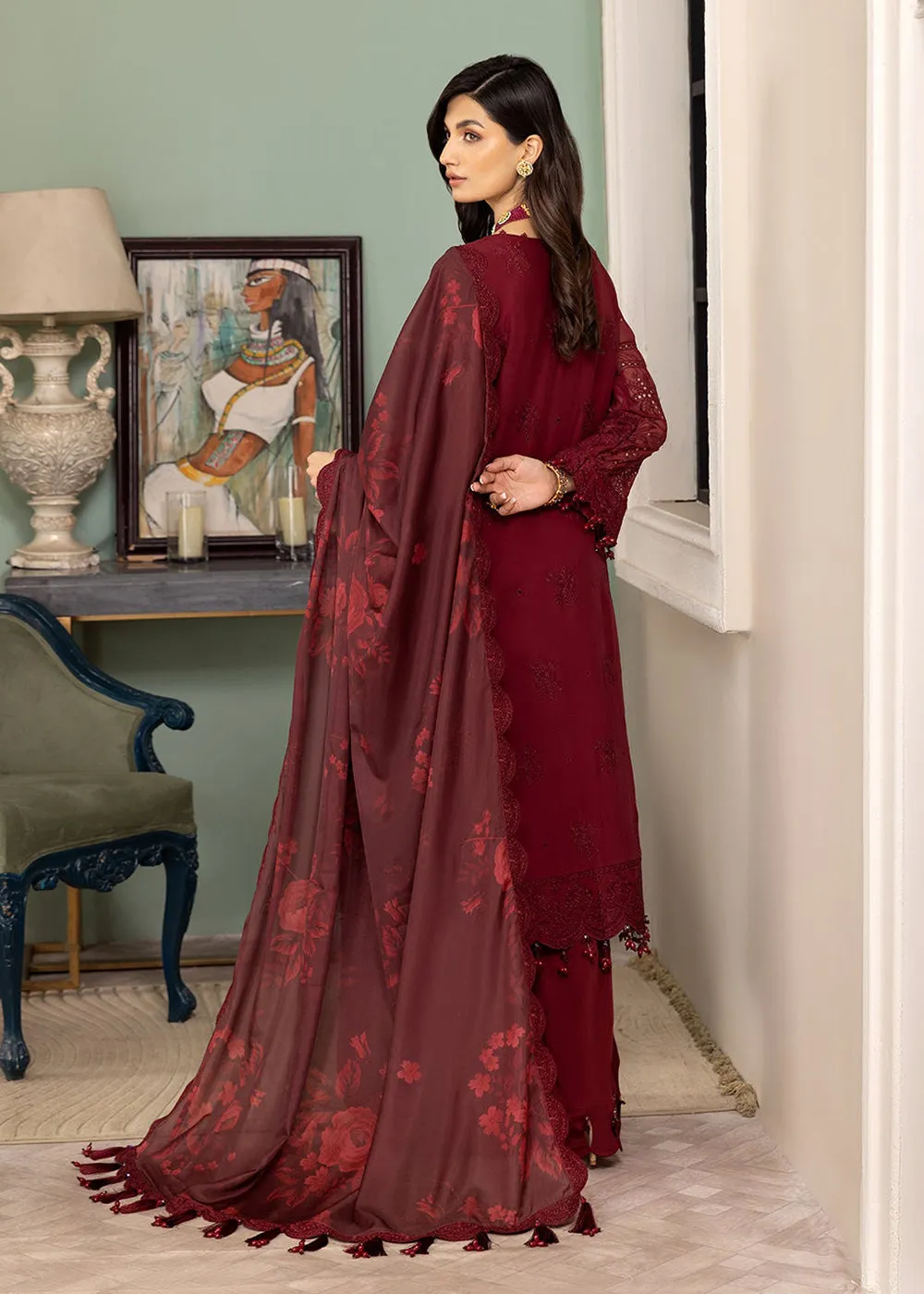 Maroon Formal Suit - Alizeh - Dhaagay Formals '23 - V02D07 - Azalea