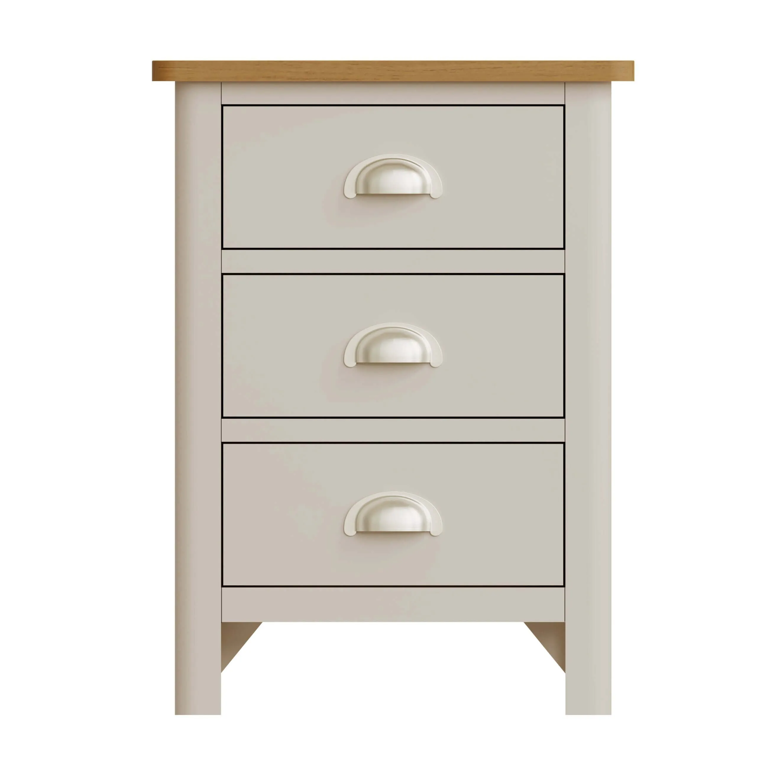 Maya Dove Grey Oak 3 Drawer Bedside Table