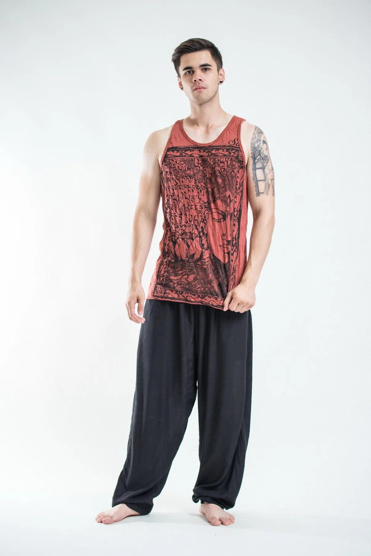 Mens Buddha Sanskrit Tank Top in Brick