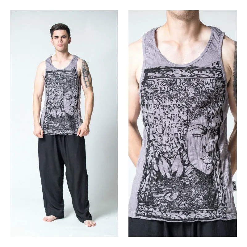 Mens Buddha Sanskrit Tank Top in Gray